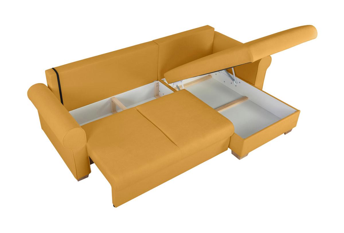 Ecksofa Arles, Gelb 48 S: 266x161 Cm - Gelb/Buchefarben, Design, Textil (266/161cm) - MID.YOU