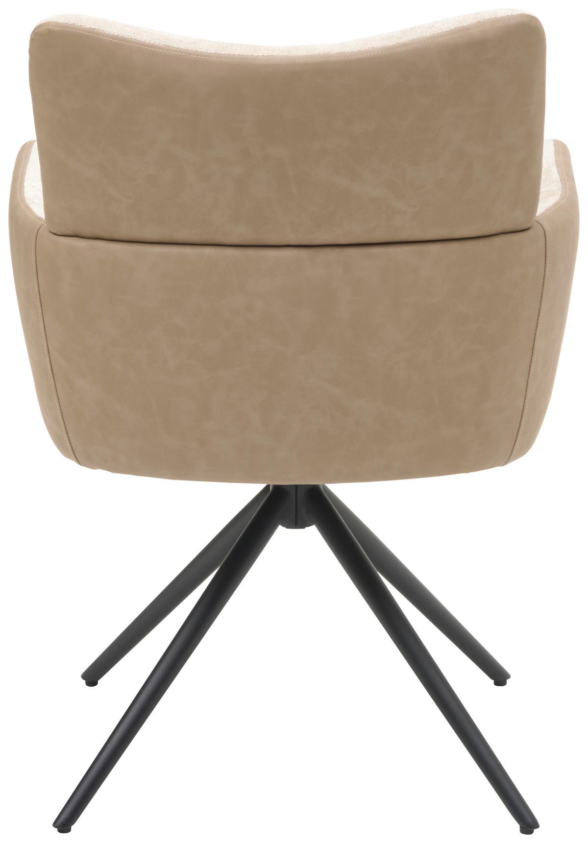Armlehnstuhl Maja Webstoff Beige, B: 58 cm - Beige/Schwarz, KONVENTIONELL, Textil/Metall (58/84/64cm) - MID.YOU