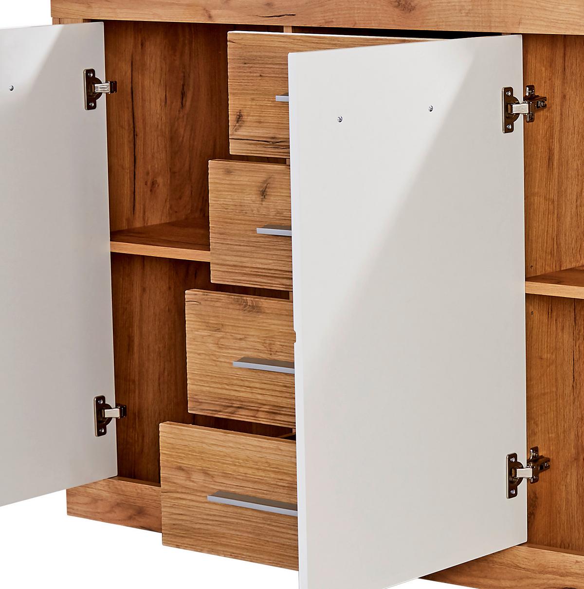 Kommode B 178,6cm Malta, Kraft Eiche Dekor/Weiß - Eichefarben/Weiß, MODERN, Holzwerkstoff (178,6/86/39,9cm)