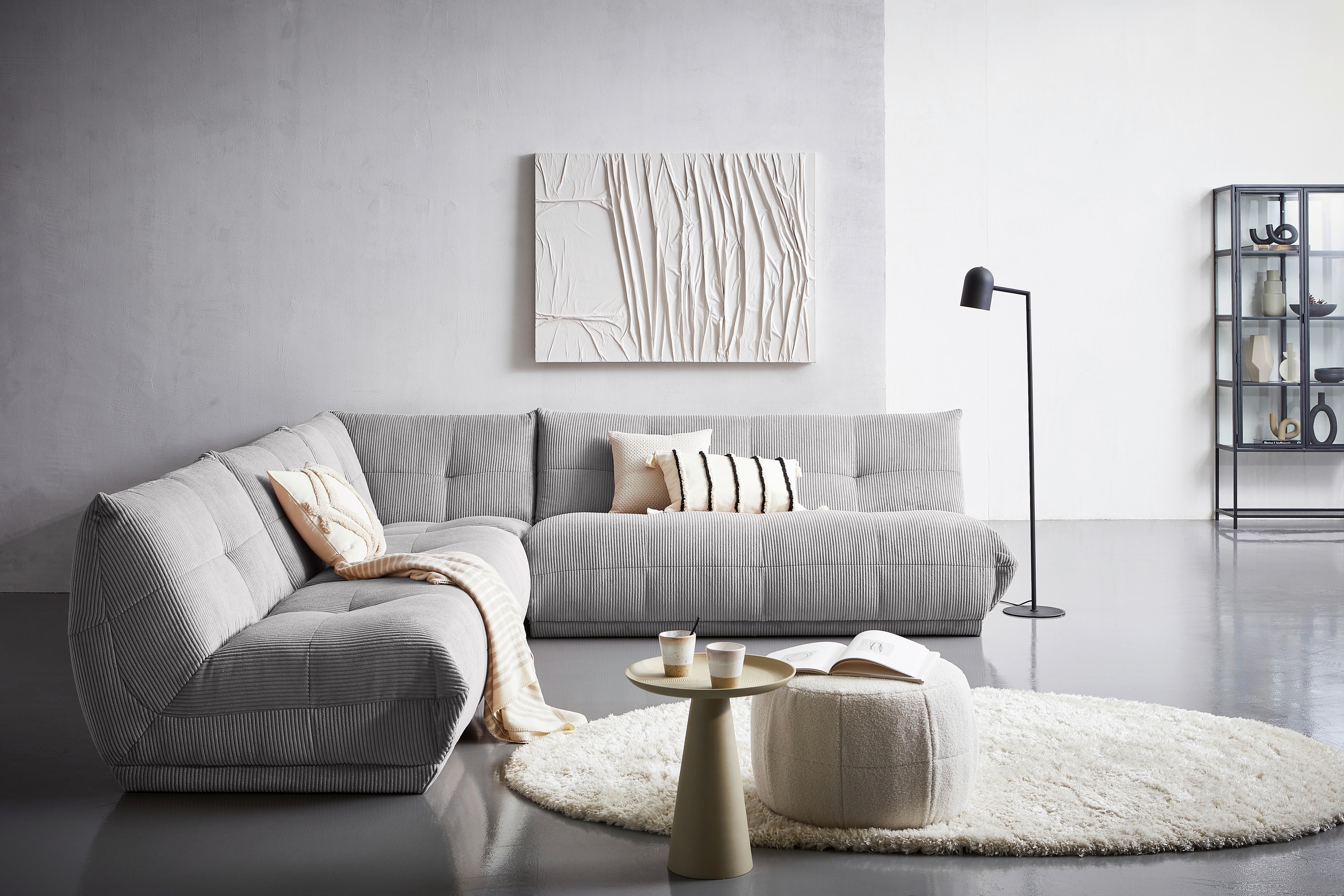 Modul Sofa Giselle 4er Sofa B: 180 Cm Cord Grau - Grau, Trend, Textil (180/80/112cm) - Livetastic