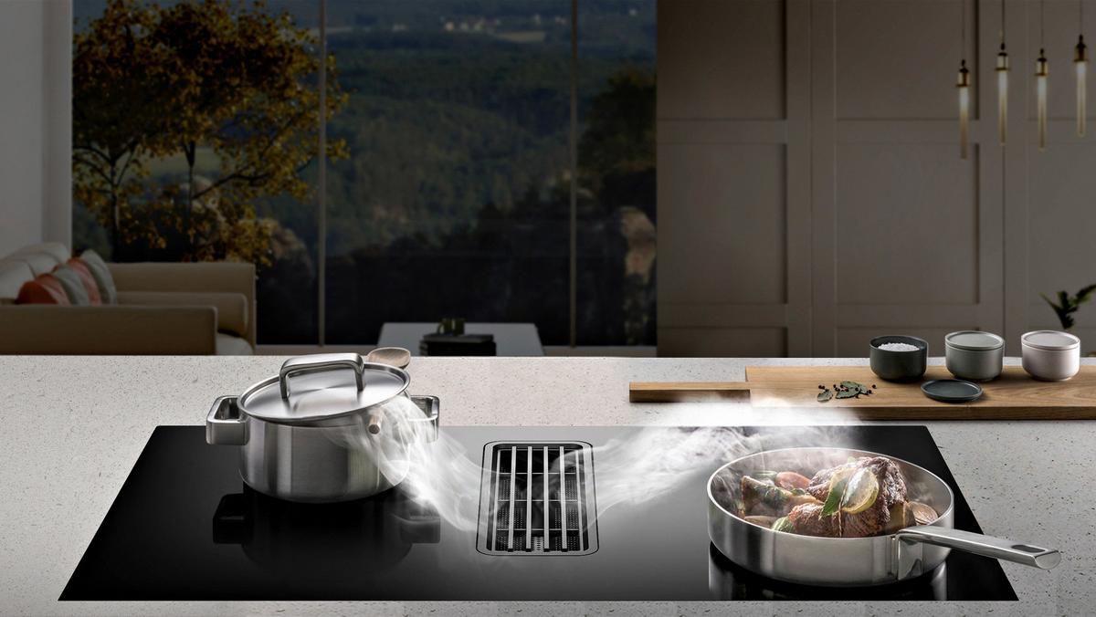 Kochfeld-Dunstabzug-Kombi Mih7480y225gkh1 - Schwarz, MODERN, Glas/Kunststoff (80/23,7/52cm) - Midea