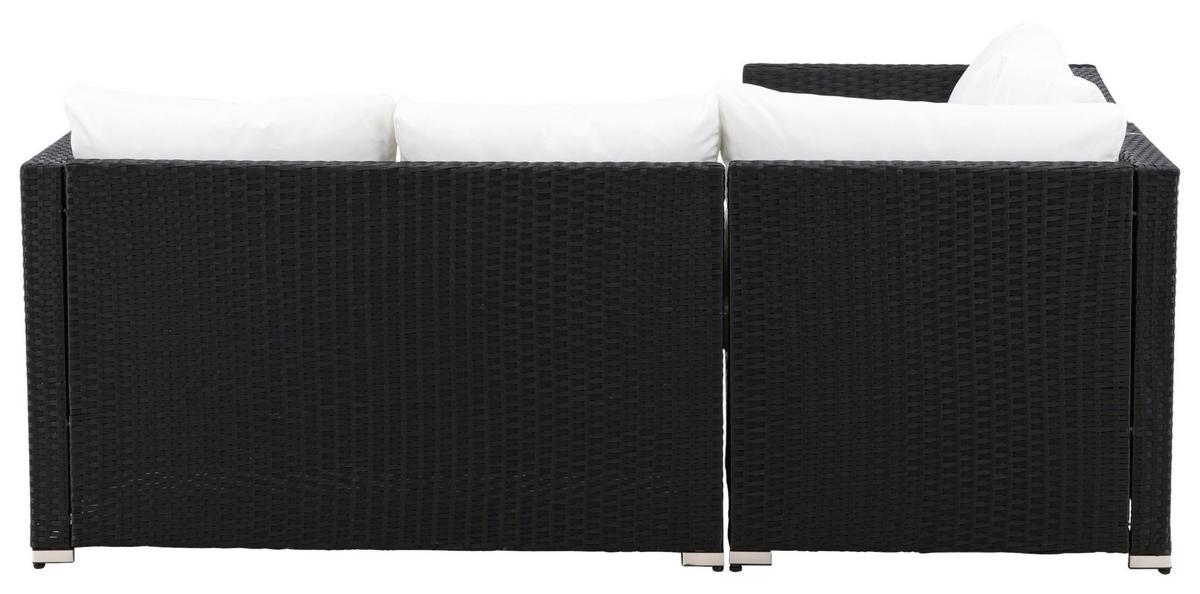 Loungegarnitur Kuba - Schwarz/Weiß, KONVENTIONELL, Glas/Kunststoff (59/180/64cm) - Gardenson