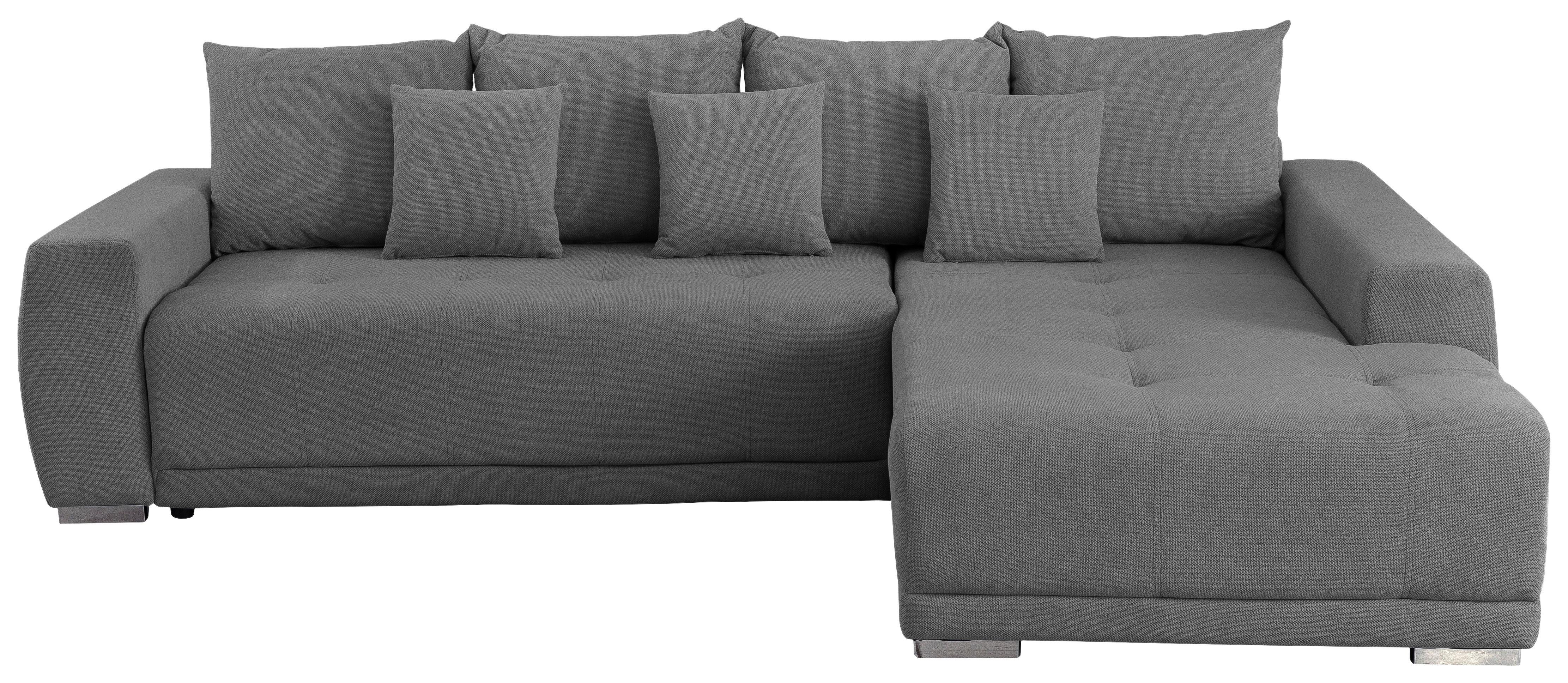 Ecksofa Madeleine Dunkelgrau S: 280x204cm - Dunkelgrau/Silberfarben, Design, Textil (280/204cm) - MID.YOU