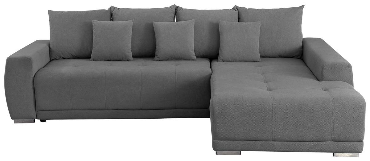 Ecksofa Madeleine Dunkelgrau S: 280x204cm - Dunkelgrau/Silberfarben, Design, Textil (280/204cm) - MID.YOU