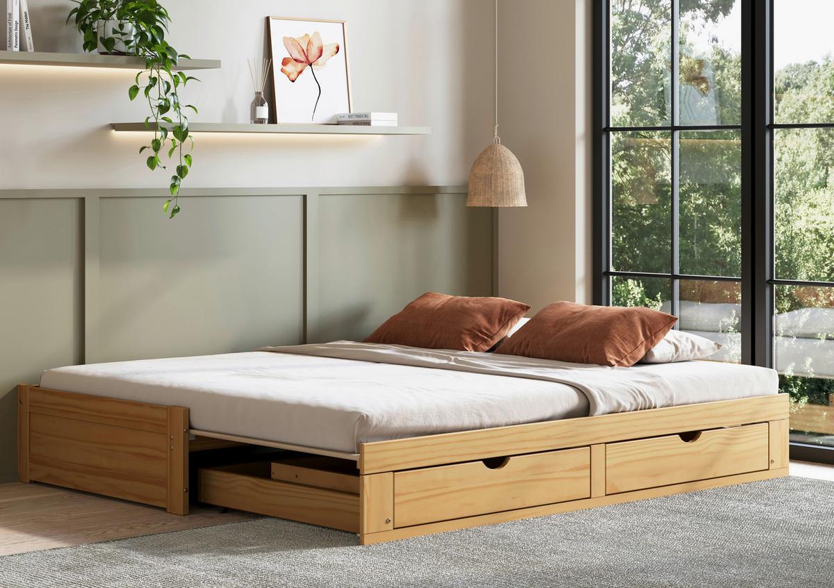 Ausziehbett Livio Ii - Naturfarben, MODERN, Holz/Holzwerkstoff (90/200cm) - MID.YOU