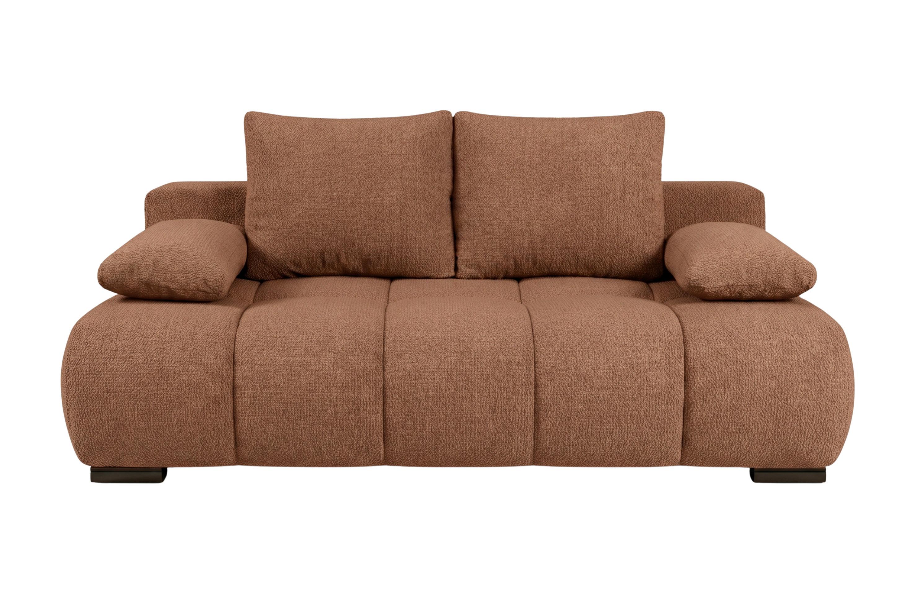 Boxspringová pohovka BOB, hrdzavá ženilka - čierna/žltá, Konventionell, kompozitné drevo/textil (209/105cm) - Based