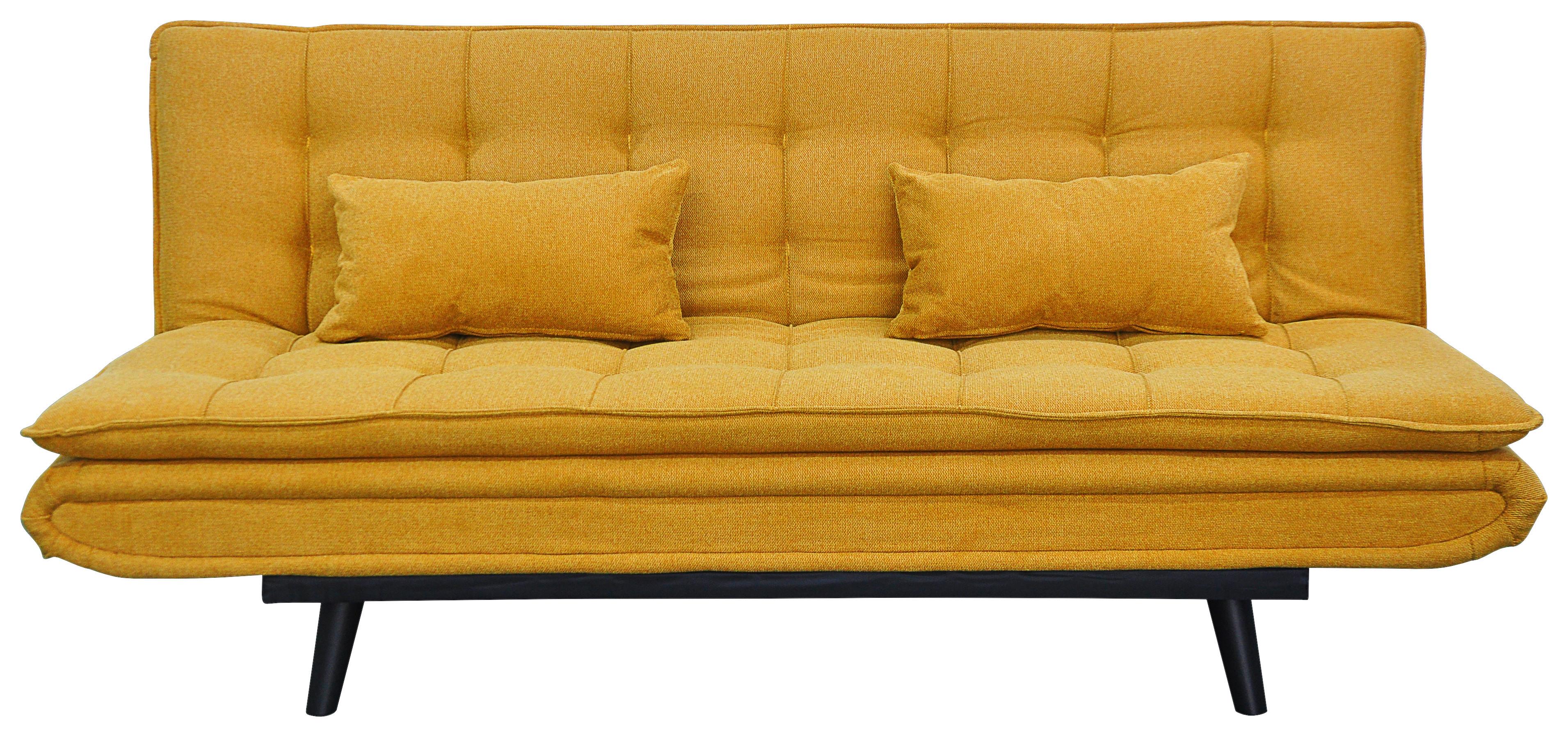 Rozkládací pohovka SUN, žlutá, sklopná, max. 360 kg - černá/žlutá, Moderní, dřevo/textil (190/83/93cm) - Mömax