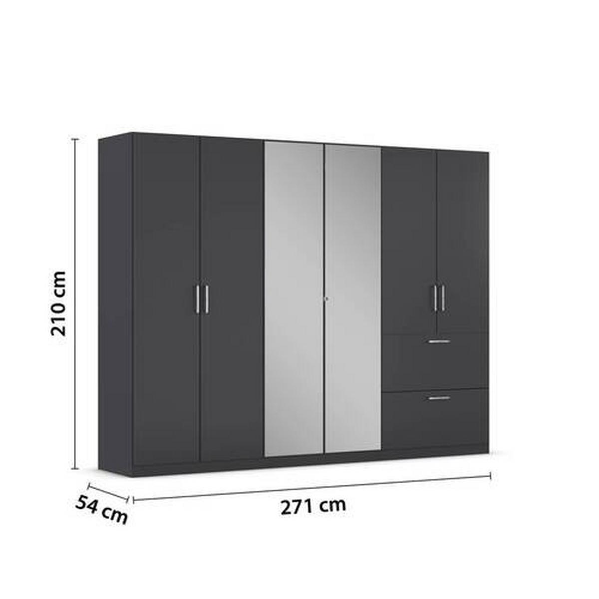 Drehtürenschrank Padua Grau B: 271 cm - Grau, MODERN, Holzwerkstoff (271/210/54cm) - Rauch Möbel