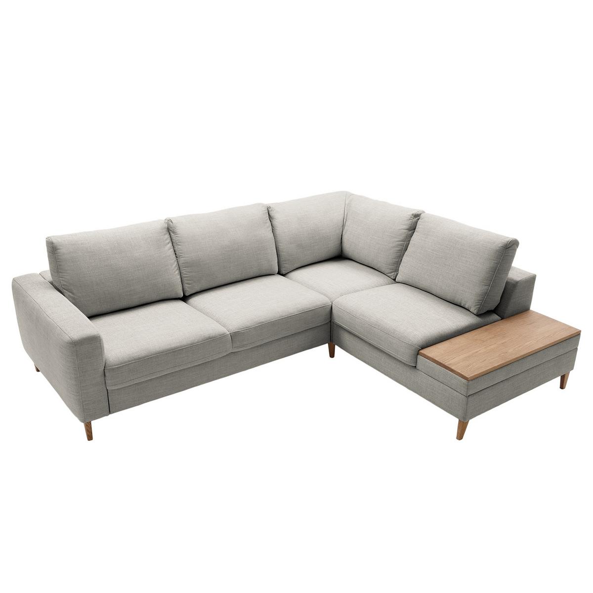 Ecksofa Alika, Grau S: 260x204 cm - Eschefarben/Grau, MODERN, Textil (260/204cm) - Trendmanufaktur