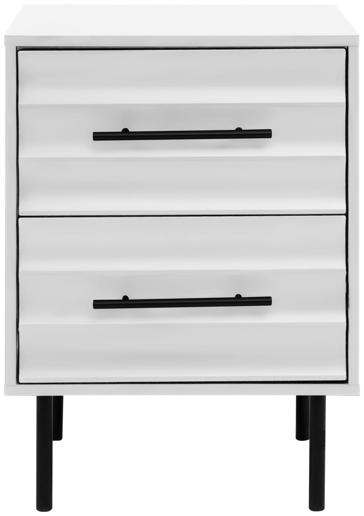 Nachtkästchen Carlton Weiß H: 55 cm - Schwarz/Weiß, Trend, Holzwerkstoff (40/55/39cm)