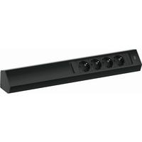 STECKDOSENELEMENT CASIA2 L - Schwarz, Basics, Kunststoff/Metall (7,82/6,48cm)