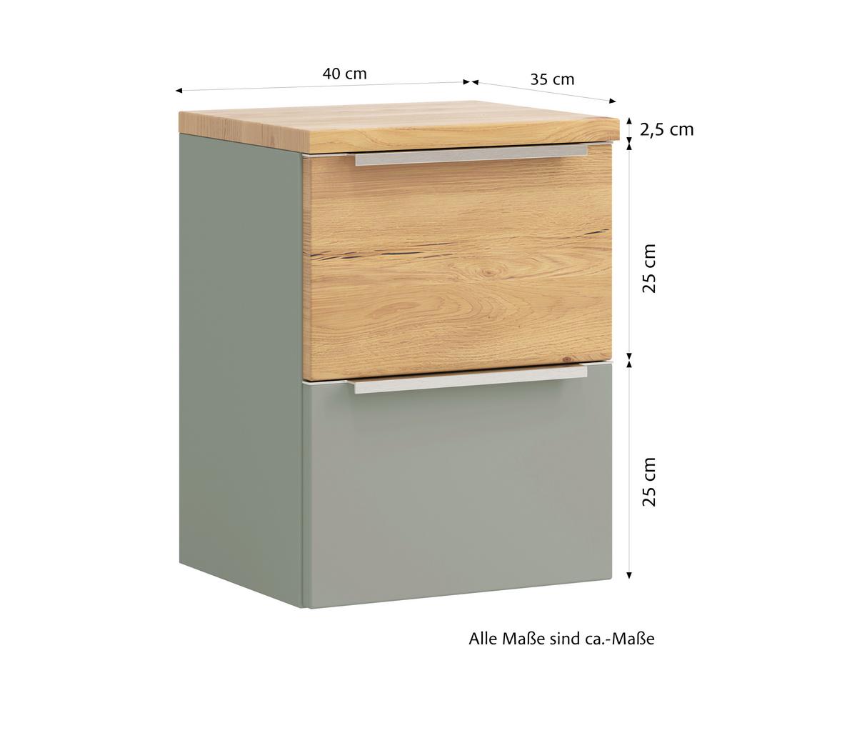 Unterschrank Verona Schilfgrün/Wildeiche B: 40cm - Schilfgrün/Wildeiche, Trend, Holzwerkstoff (40/54/35cm) - Held