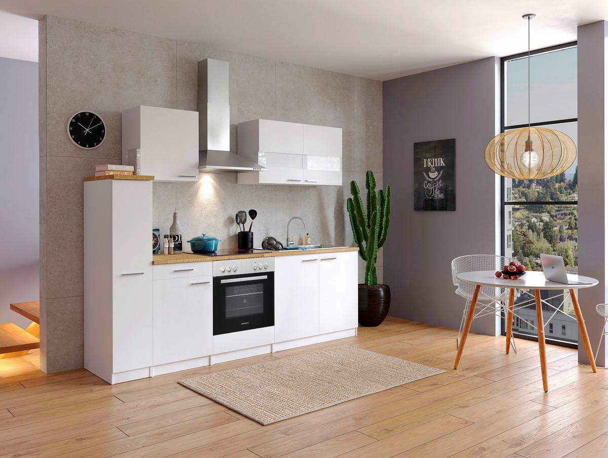 Küchenblock Malia Küchenblock 240 Cm - Nussbaumfarben/Weiß, Basics, Holzwerkstoff (240cm) - Respekta