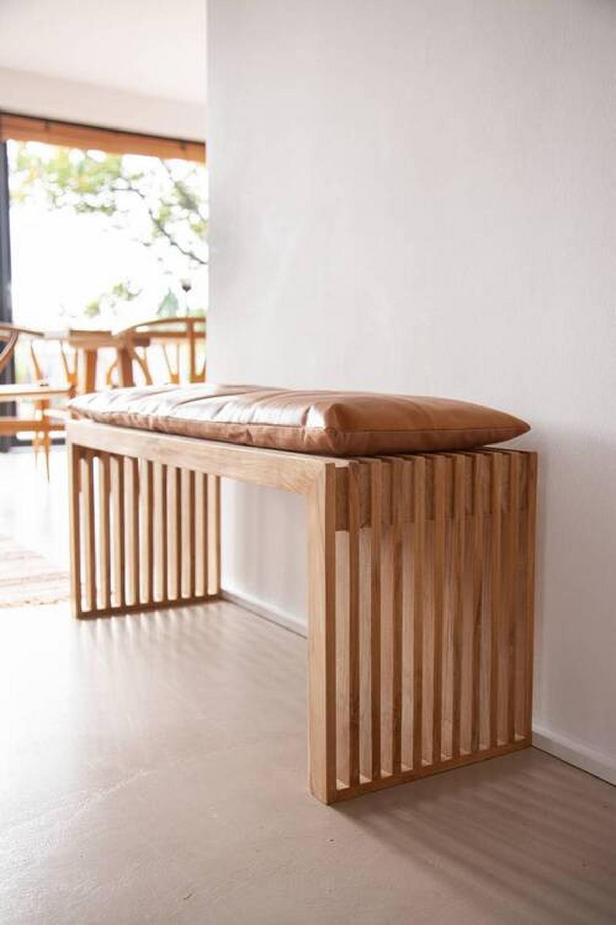 Bankauflage Lederkissen Braun B: 104 Cm - Braun, Design, Leder (104/3/35cm) - MID.YOU
