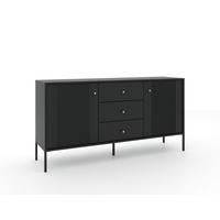 ŠIROKÁ KOMODA ISEO BLACK/BLACK/GOLD - černá/barvy zlata, Design, kov/kompozitní dřevo (154,5/79/39cm) - MID.YOU