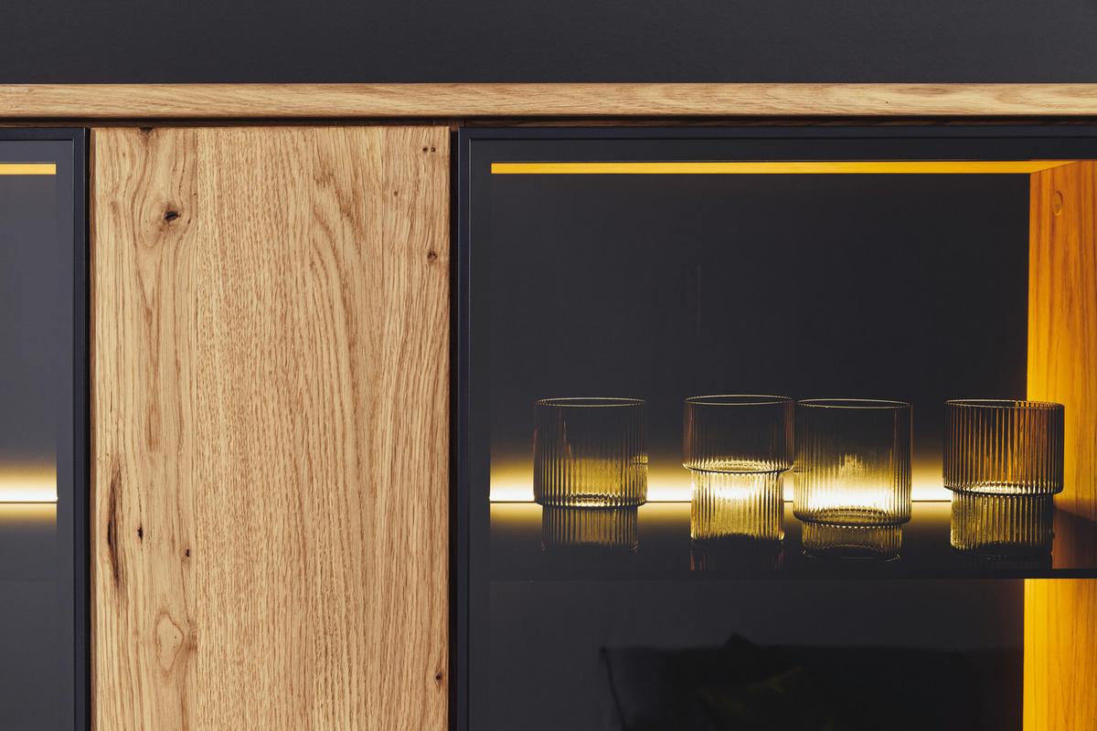 Vitrine Arezzo Wildeiche/Anthrazit B: 100 cm - Wildeiche/Anthrazit, Design, Glas/Holz (100/186/37cm) - MID.YOU