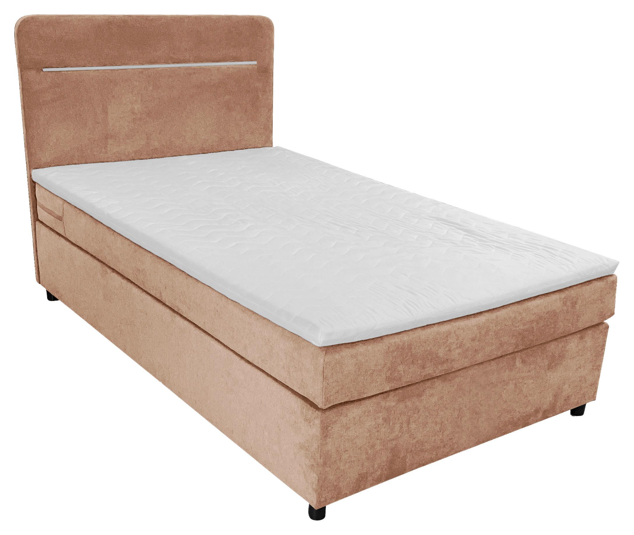 Boxbett Mit Topper 120x200 Cm Stream Beige - Beige/Schwarz, Basics, Holz/Textil (120/200cm) - Livetastic