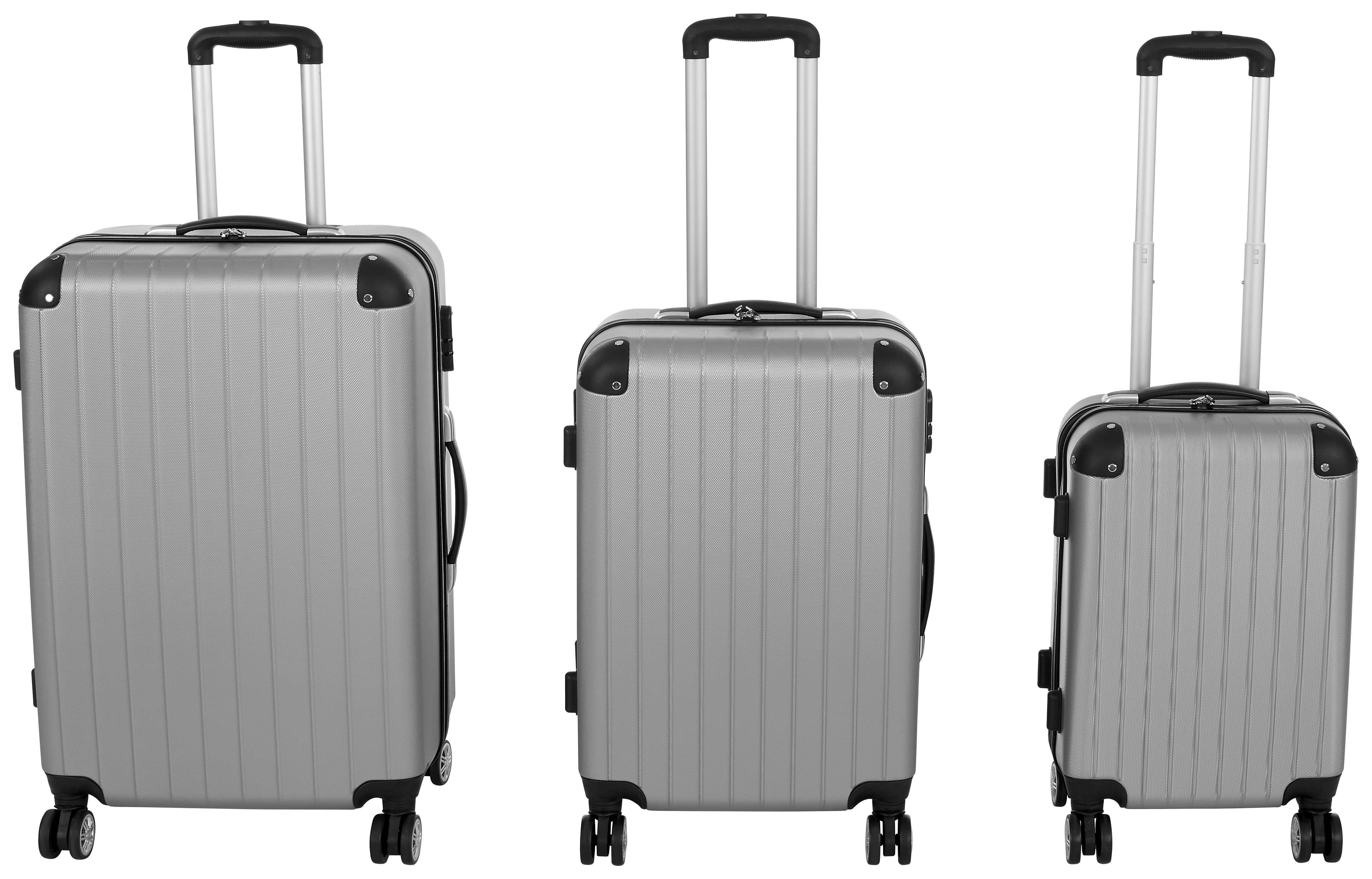 Reisekoffer Set 3-tlg. Roma 4 Rollen Hartschale - Silberfarben, KONVENTIONELL, Kunststoff/Metall - Luca Bessoni