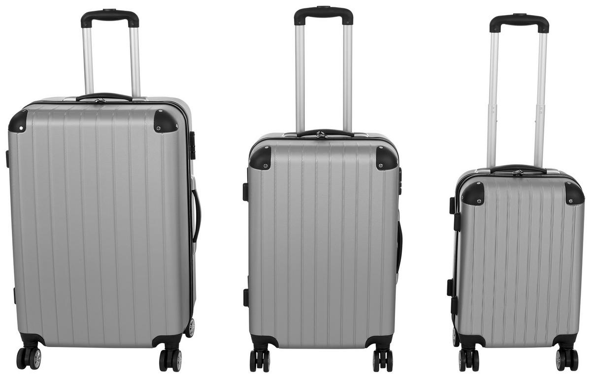 Reisekoffer Set 3-tlg. Roma 4 Rollen Hartschale - Silberfarben, KONVENTIONELL, Kunststoff/Metall - Luca Bessoni