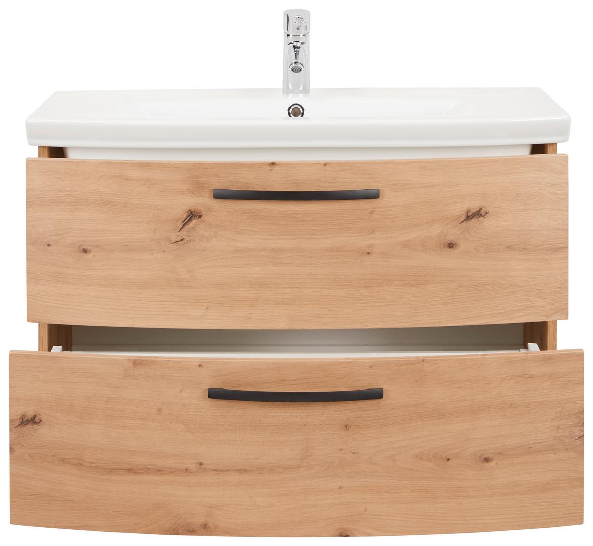 Skříňka s umývadlem FLORENZ -EXKLUSIV- - bílá/černá, Moderní, kov/kompozitní dřevo (90/60/45cm) - Mömax