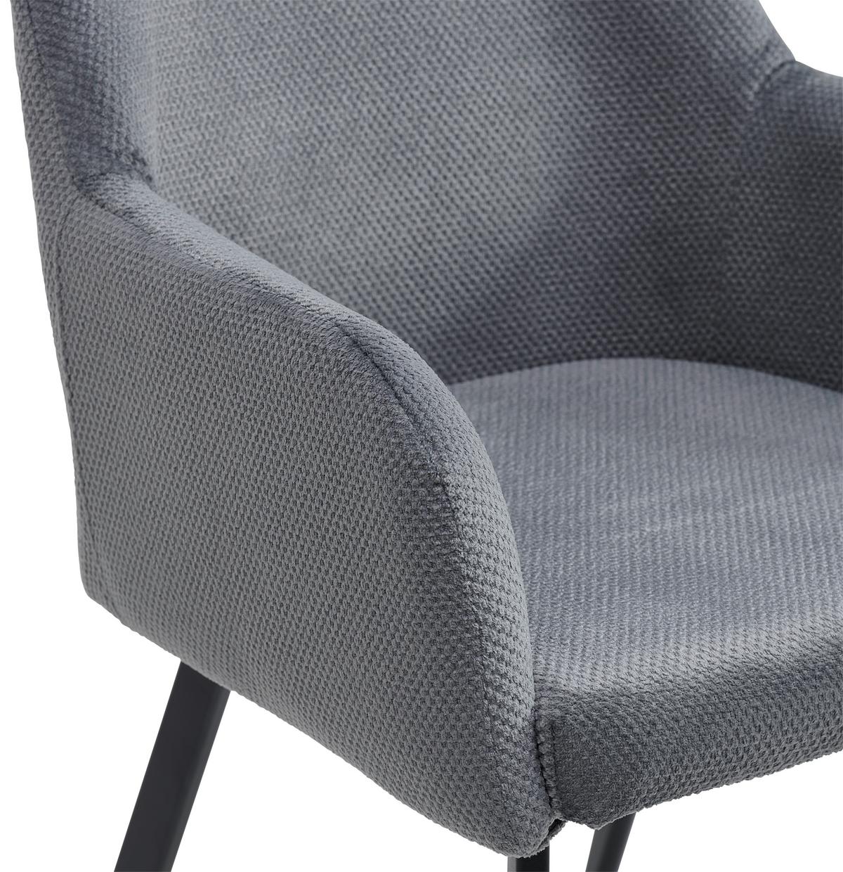 Armlehnstuhl Amanda - Schwarz/Grau, LIFESTYLE, Textil/Metall (56/87/60cm) - MID.YOU