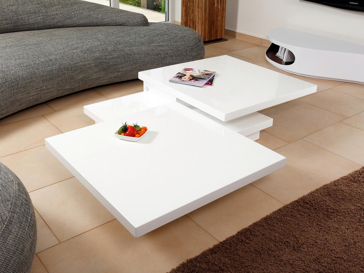 Couchtisch Weiß B: 80 Cm - Weiß Hochglanz, Design, Holzwerkstoff (120/80/30cm) - Livetastic