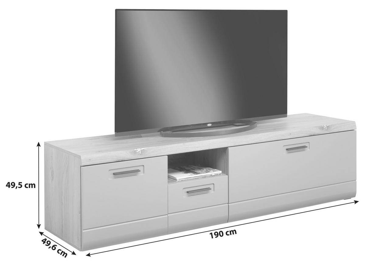 Tv-lowboard Auris B: 190 Cm Basalt / Eiche Dekor - Grau, MODERN, Holzwerkstoff (190/50/50cm) - Luca Bessoni