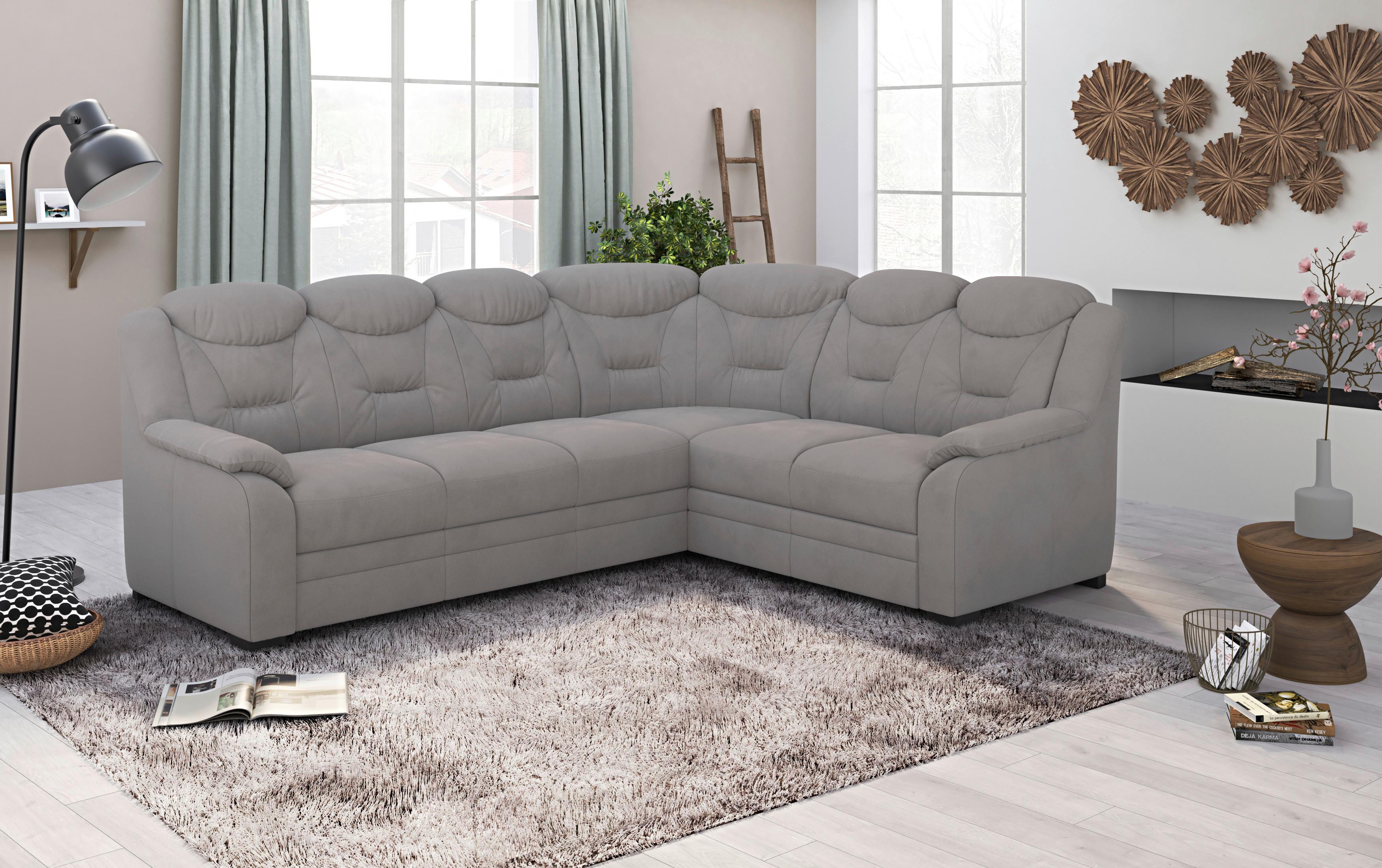 Ecksofa Marcus - Hellgrau/Schwarz, Basics, Textil (263/211cm) - MID.YOU