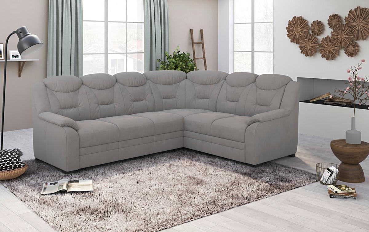 Ecksofa Marcus - Hellgrau/Schwarz, Basics, Textil (263/211cm) - MID.YOU