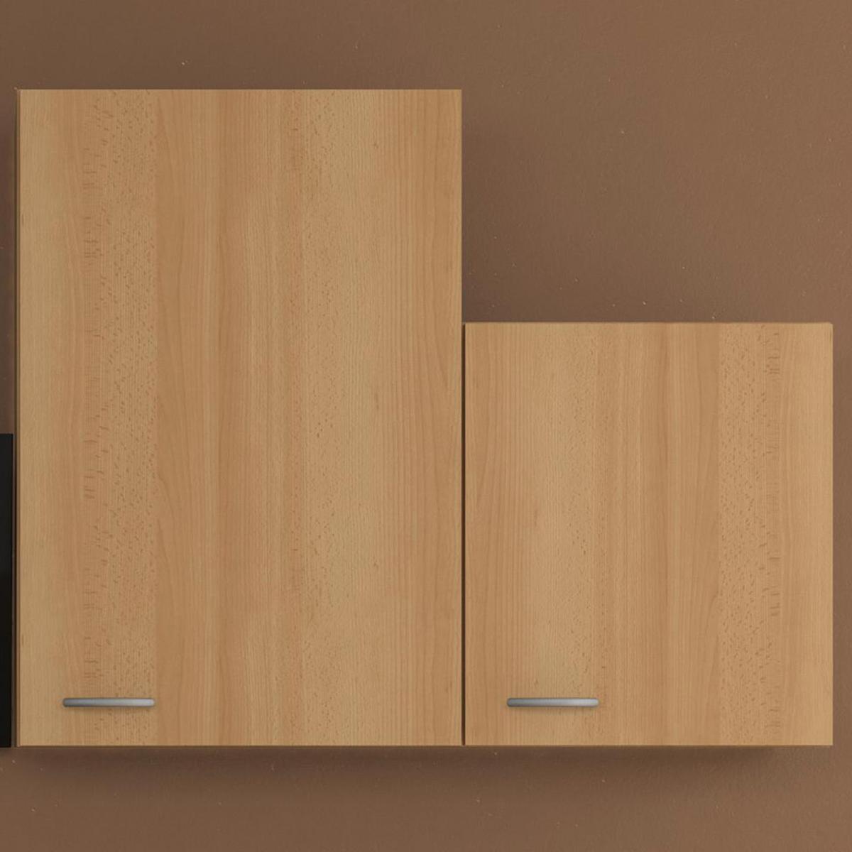 Küchenzeile Nano M. Geräten 220 Cm Creme/buche Dekor - Beige/Buchefarben, MODERN, Holzwerkstoff (220cm) - FlexWell