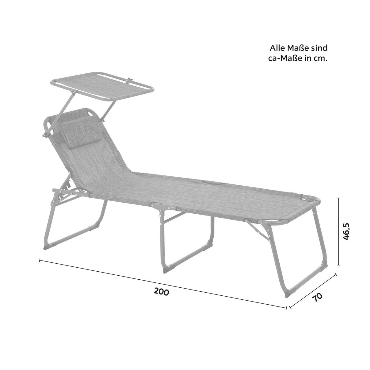 OPALOVACÍ LEHÁTKO BONO 3 - antracitová, Moderní, kov/plast (200/70/46,5cm) - Mömax