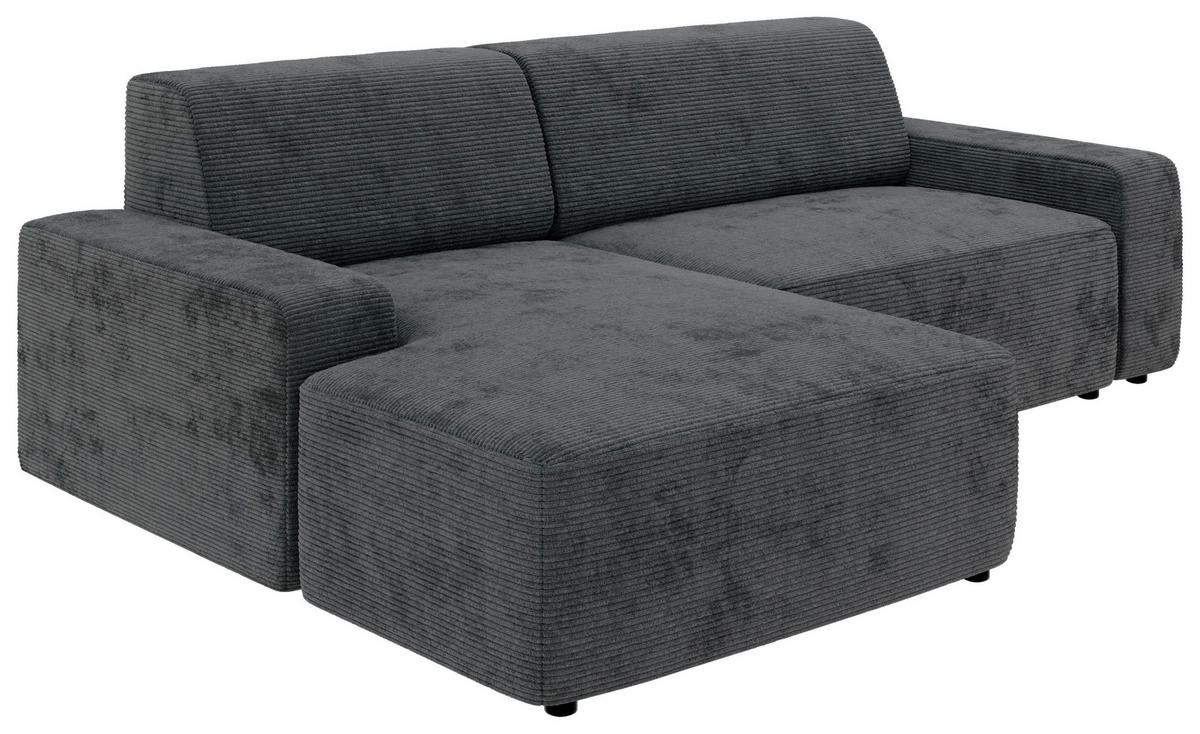 Ecksofa Wien Dunkelgrau S: 162x246 cm - Dunkelgrau/Schwarz, MODERN, Textil (162/246cm) - Trendmanufaktur