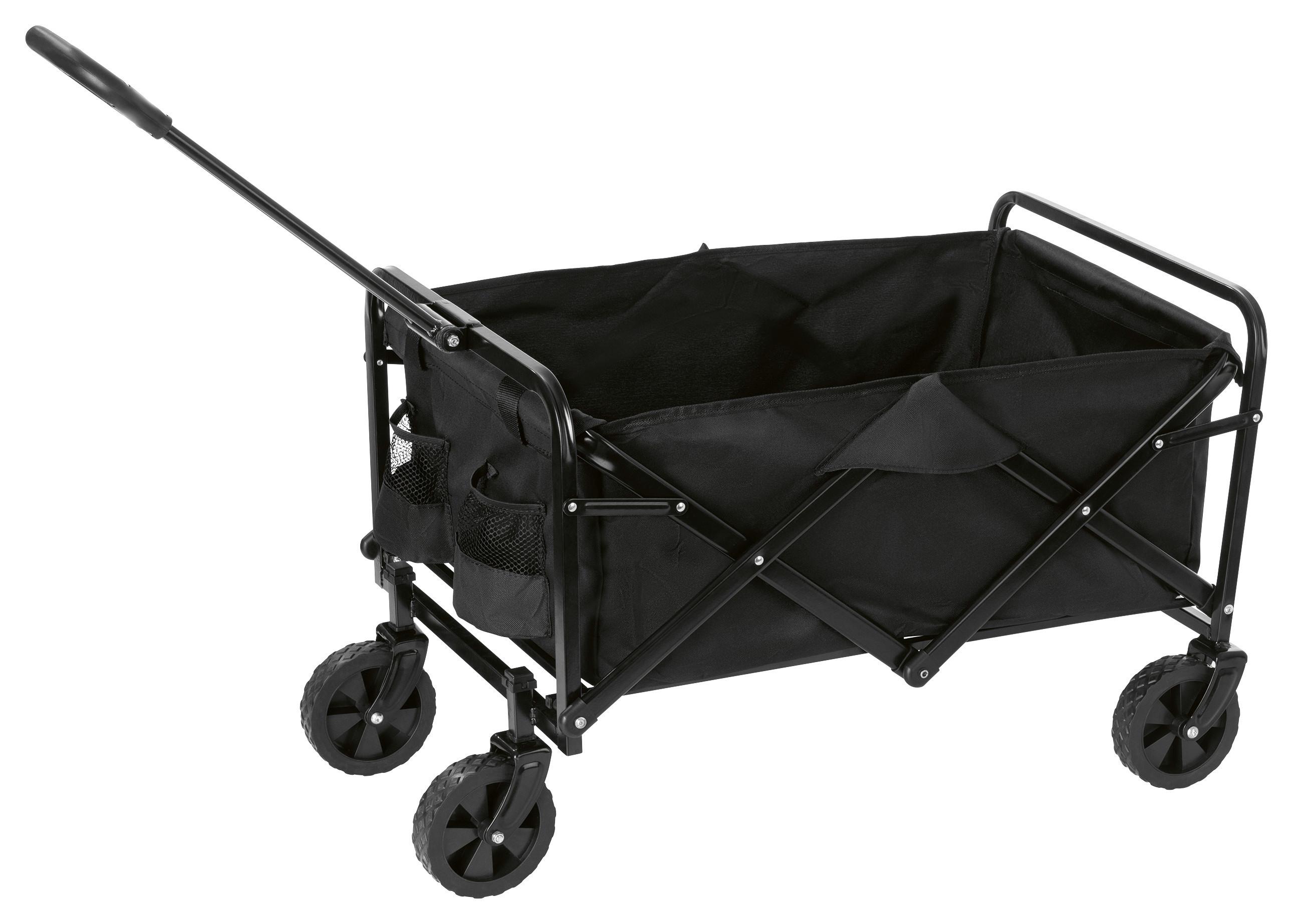 Bollerwagen Praktik Schwarz Max. 80 Kg Mit Staufächern - Schwarz, MODERN, Kunststoff/Metall (67/16,5/50,5cm) - TV - Unser Original