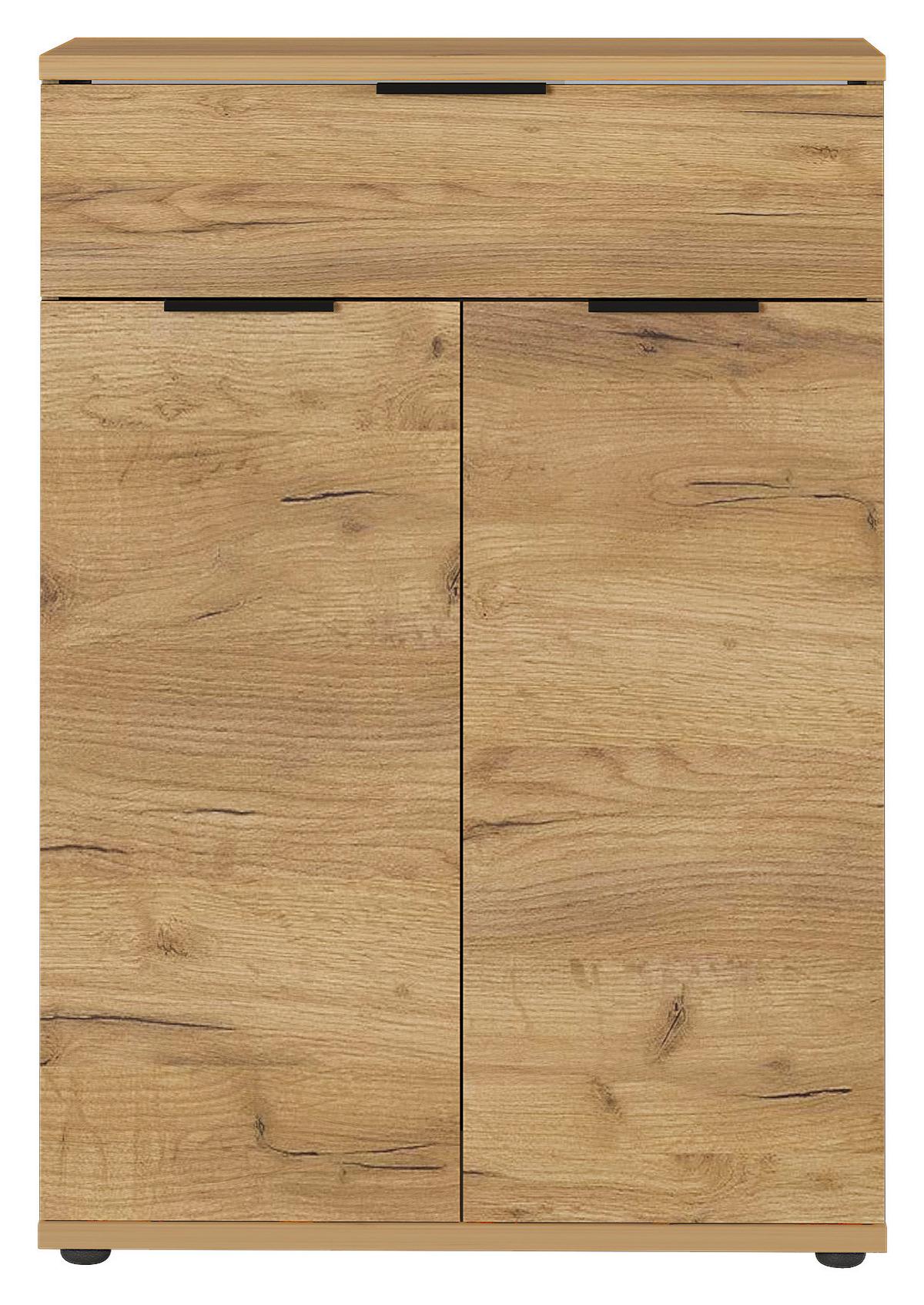 Schuhschrank Gw-Fremont Eiche Dekor mit Lade B: 75 cm - Eichefarben/Schwarz, KONVENTIONELL, Holzwerkstoff (75/108/37cm) - Germania