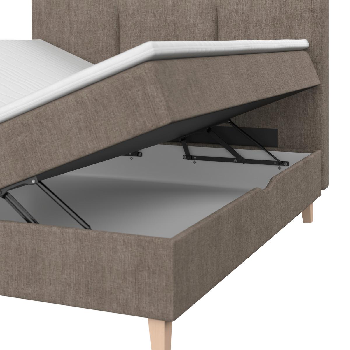 Boxspringová posteľ MONZA 180x200, hnedá - hnedá/farba duba, Modern, drevo/textil (180/200cm) - Bessagi Home