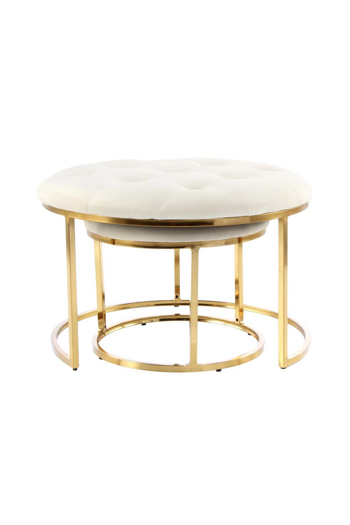 Hockerset Becky Creme/Goldfarben D: 40/60 cm - Goldfarben/Creme, Design, Textil/Metall (40-60/32-41cm) - Kayoom