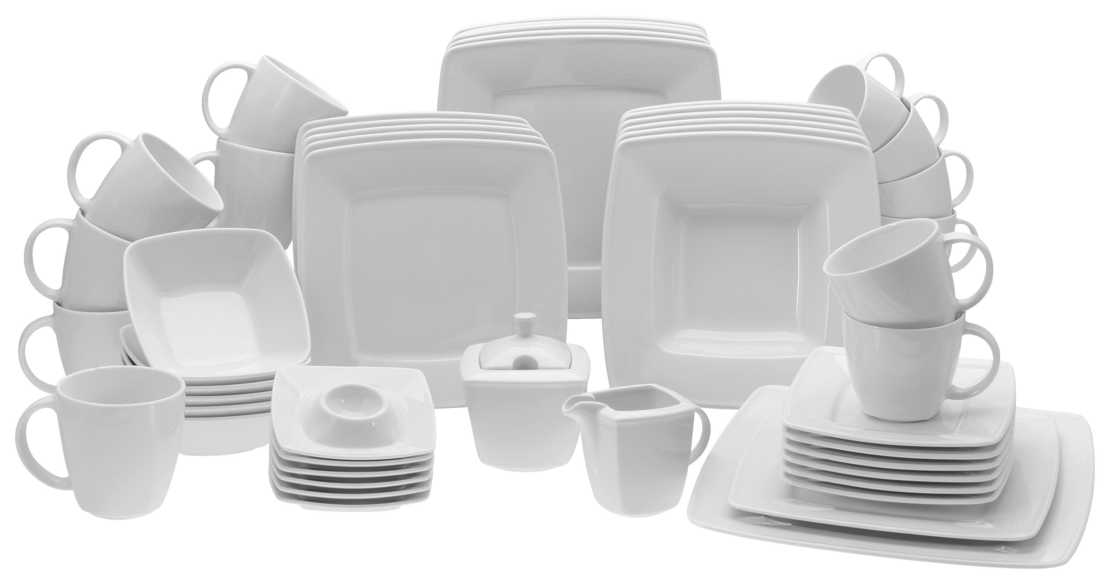 Kombiservice Porzellan 6 Personen Geschirr Set 50-Tlg. - Weiß, Basics, Keramik (40/35/35cm) - Creatable