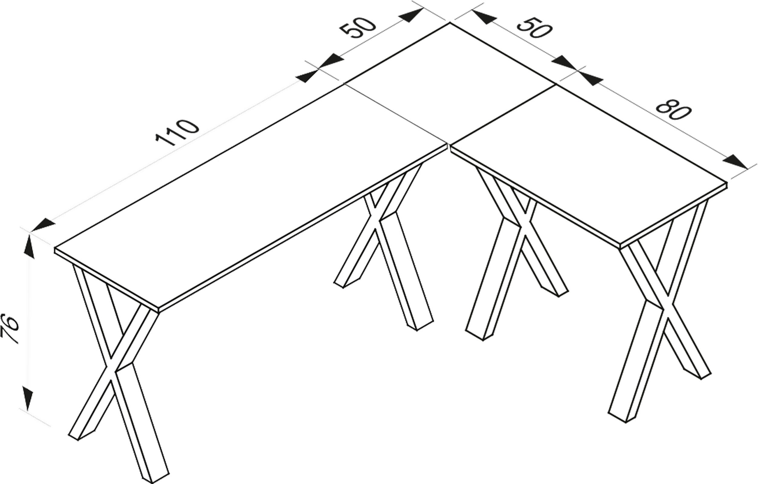 Eckschreibtisch Lona Anthrazit/Silberfarbe L: 160cm - Anthrazit/Silberfarben, Design, Holzwerkstoff/Metall (160/130/76cm) - MID.YOU