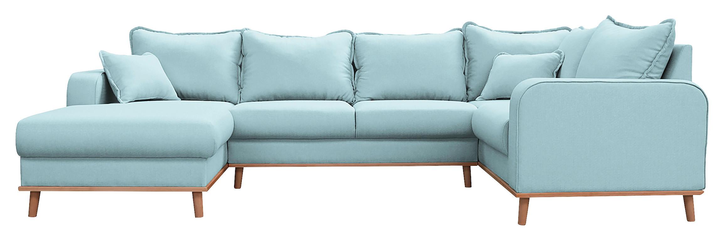 Wohnlandschaft Beata Hellblau U:170x296x167cm - Wengefarben/Hellblau, Design, Textil (170/296/167cm) - Livetastic