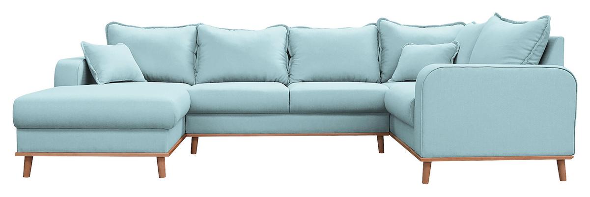 Wohnlandschaft Beata Hellblau U:170x296x167cm - Wengefarben/Hellblau, Design, Textil (170/296/167cm) - Livetastic