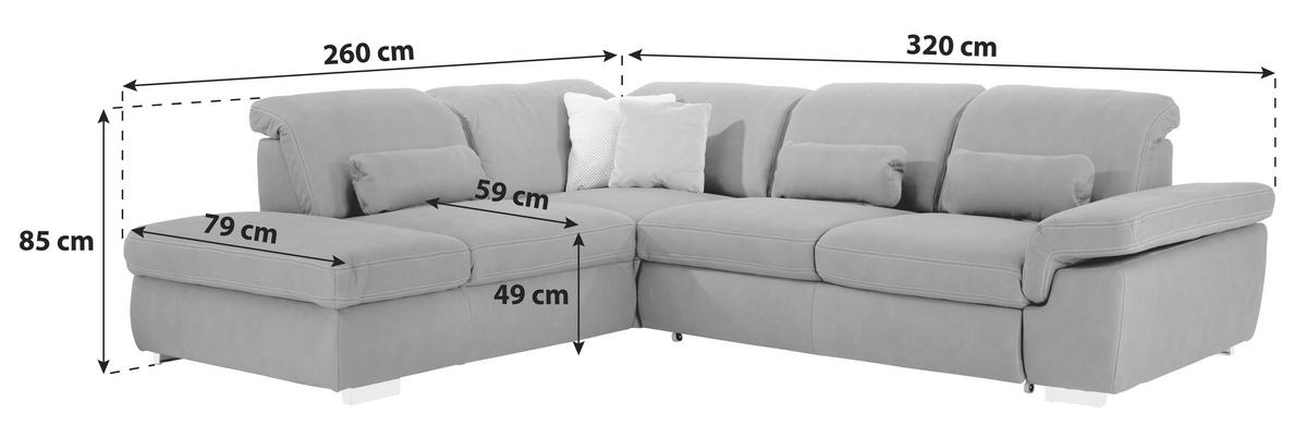 Ecksofa Mit Schlaffunktion & Bettkasten Anthrazit - Beige/Anthrazit, MODERN, Textil (260/320cm) - Luca Bessoni