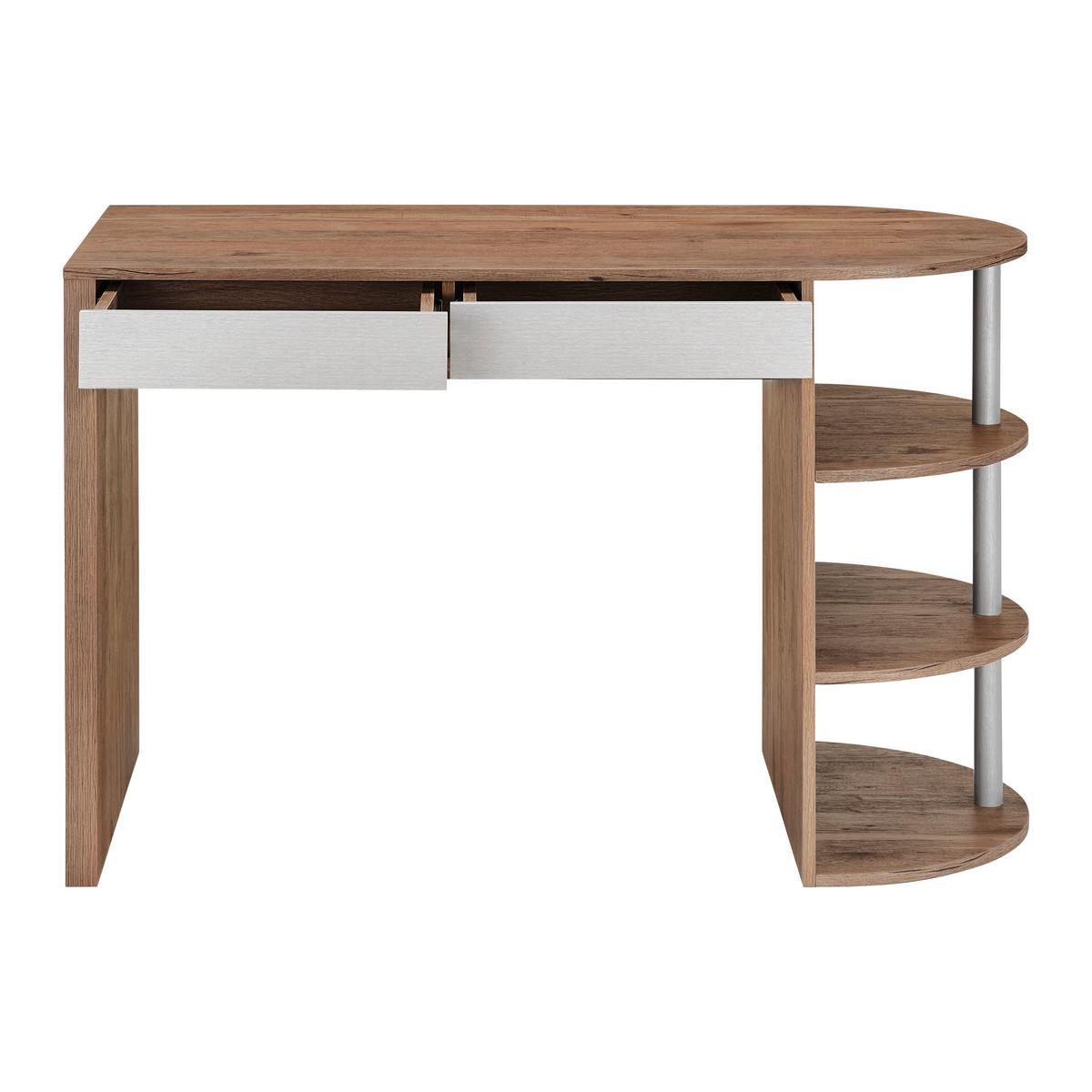 Psací stůl LOVINO - barvy dubu/barvy stříbra, Moderní (121/76/60cm) - Bessagi Home