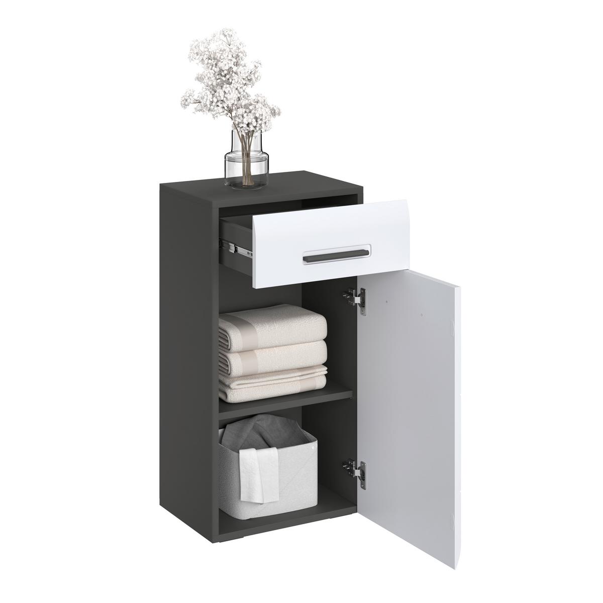 Badezimmer Unterschrank Pearl New Snol 112 BxH 40x77,4 cm - Anthrazit/Weiß, KONVENTIONELL, Holzwerkstoff (40/77,4/29,6cm)