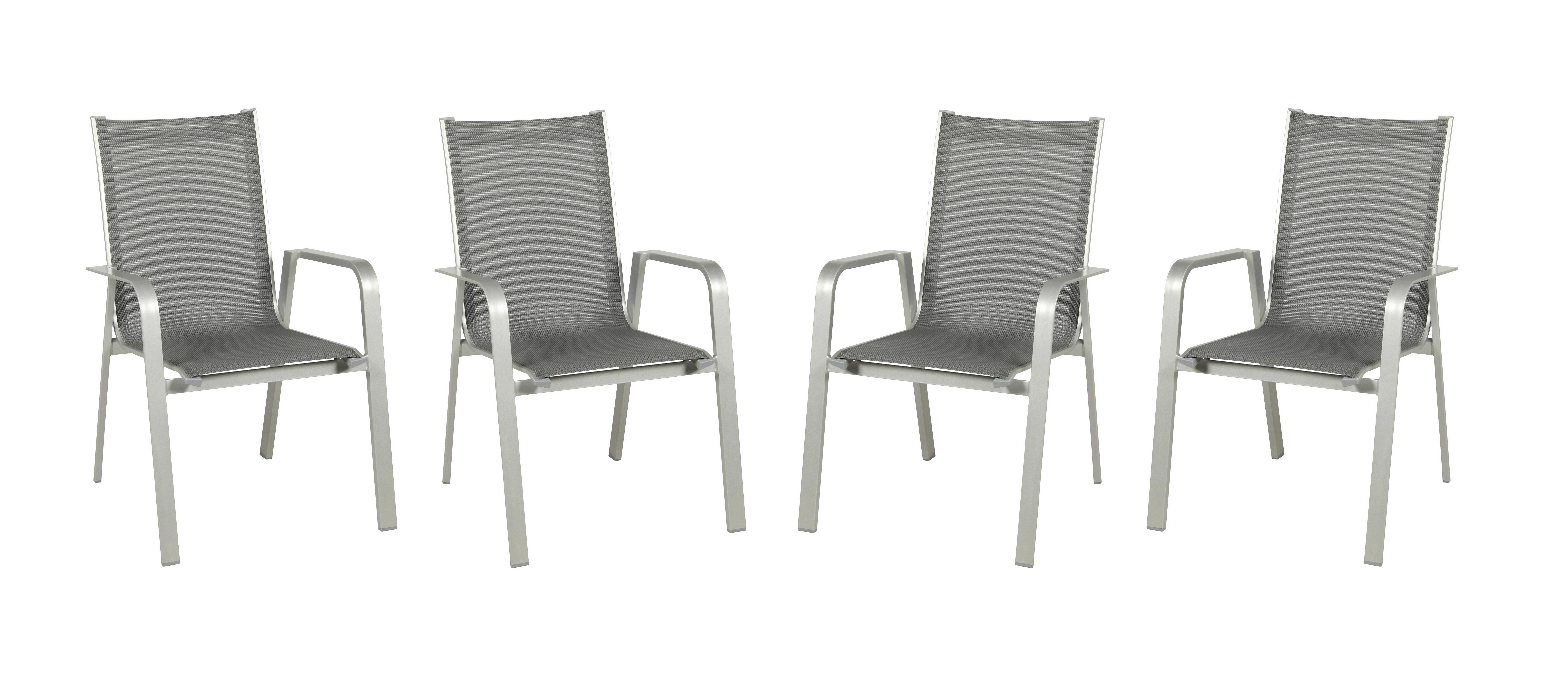 Gartensessel-Set 4-teilig. stapelbar Urban Aluminium - Platinfarben/Graphitfarben, Basics, Textil/Metall (69/97/62cm) - Acamp
