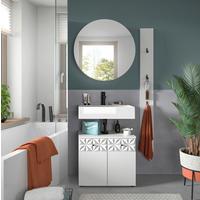 Badezimmer Prisma Weiß B: 130 cm - Schwarz/Weiß, MODERN, Glas/Holzwerkstoff (130cm) - MID.YOU