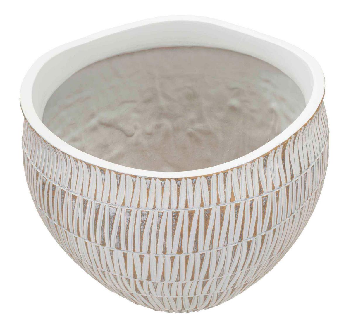 Vase Cachepot Stiky Weoß, Goldfarben B: 30,5 Cm - Goldfarben/Weiß, Basics, Kunststoff (30.5/24.5/30.5cm)