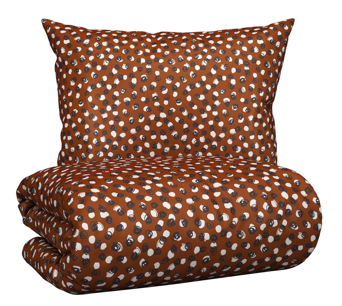 POVLEČENÍ Doodle Dots, 140/200cm, hnědá - bílá/černá, Konvenční, textil (140/200cm) - Modern Living