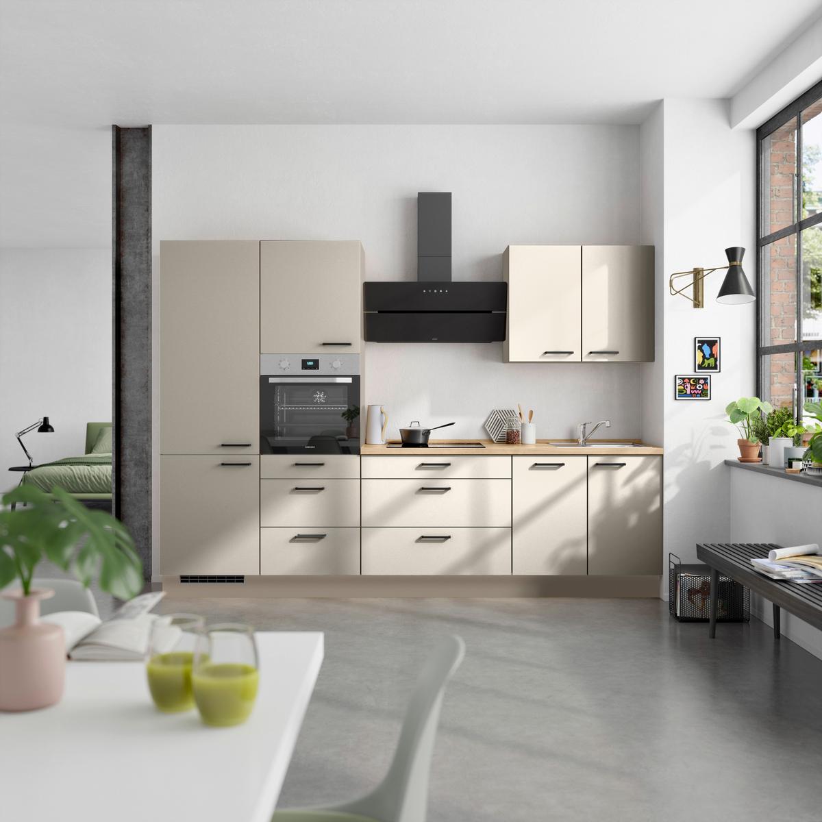 Küchenleerblock Easytouch High-Line, H4 Links - Sandfarben/Eichefarben, MODERN, Holzwerkstoff (300cm) - Nobilia