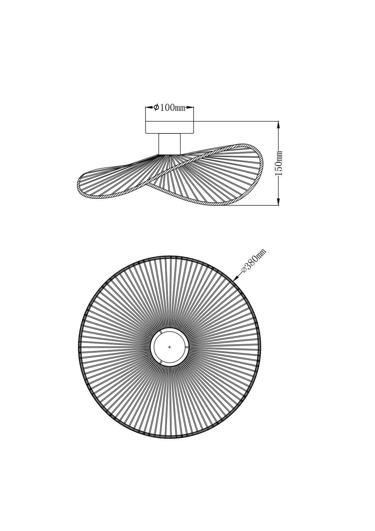 STROPNÍ SVÍTIDLO BLI - černá, Moderní, kov/papír (38/15cm) - Mömax