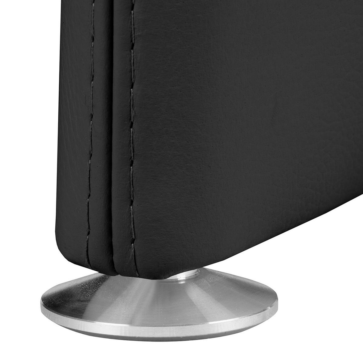 2-Sitzer-Sofa Comodo Echtleder Schwarz B: 164 cm - Silberfarben/Schwarz, Design, Leder (164/90/88cm) - Livetastic